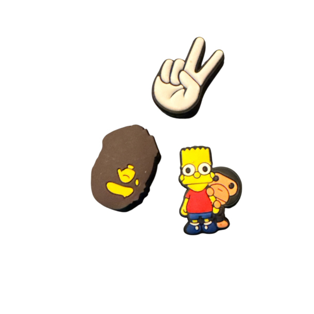 Bape Bart Simpson Peace Sign Shoe Charms One Size Yellow Brown